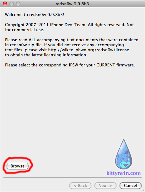 browse for iOS 4.3.5 firmware with redsn0w