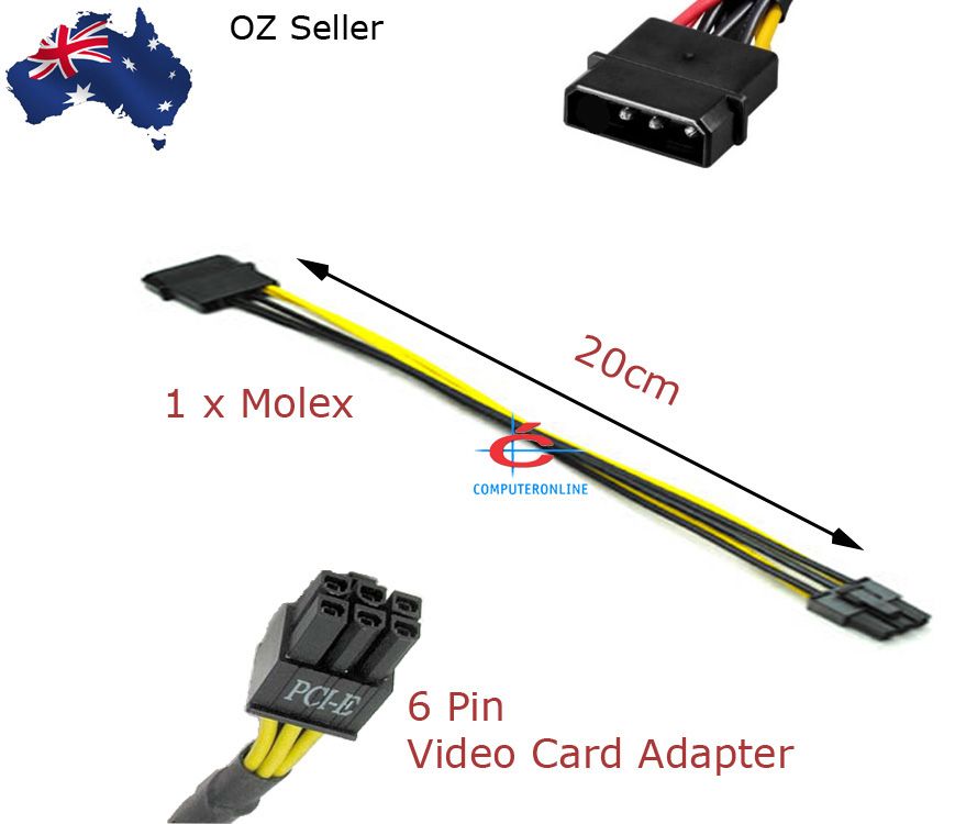 1x 4 Pin Molex to 1x 6 Pin PCIE PCIE Power Cable Video Card ATI nVidia Adaptor eBay