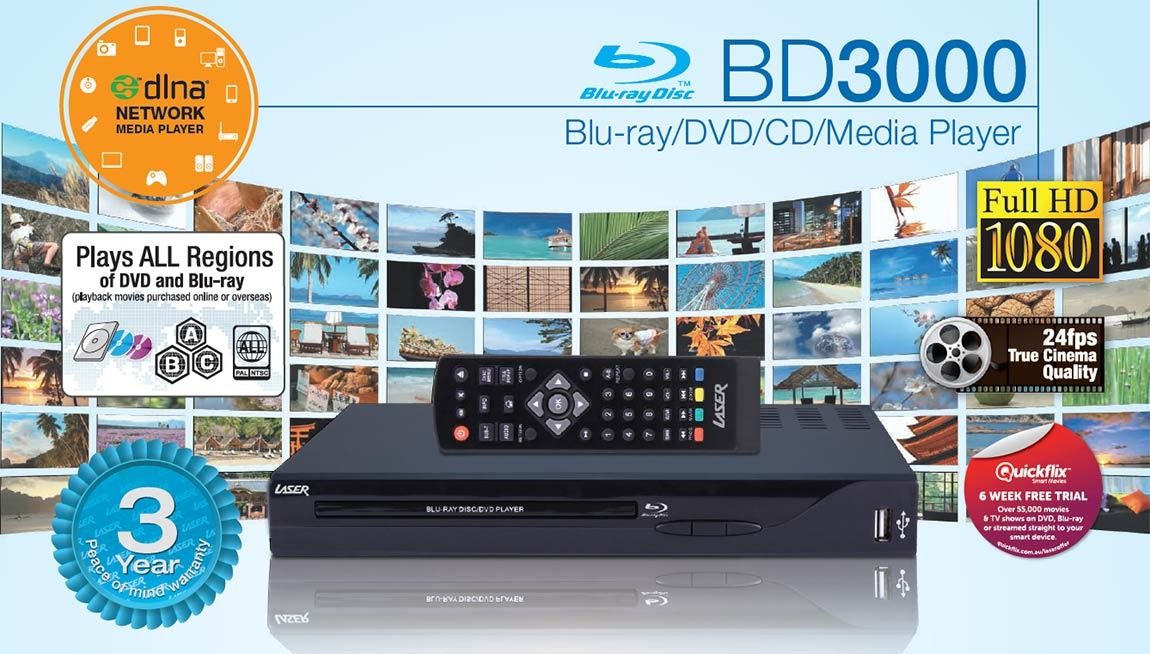 Optical Devices: Laser BLU-BD3000 Blu-Ray Player Multi Region HDMI ...