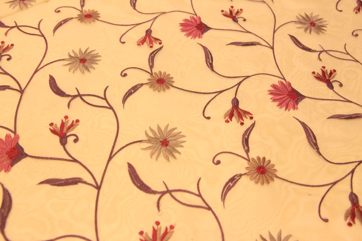 DESIGNER PRESTIGIOUS EMBROIDERED FLORAL BRIDAL CURTAIN DRESS VOILE