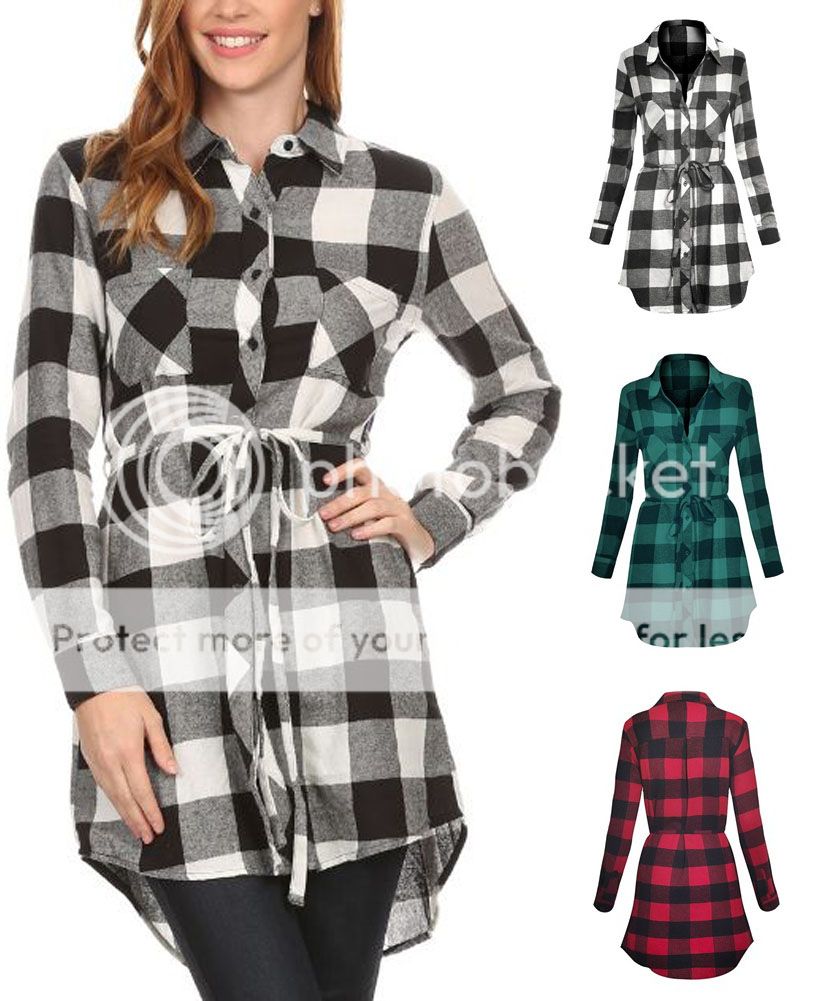 flannel button down dress