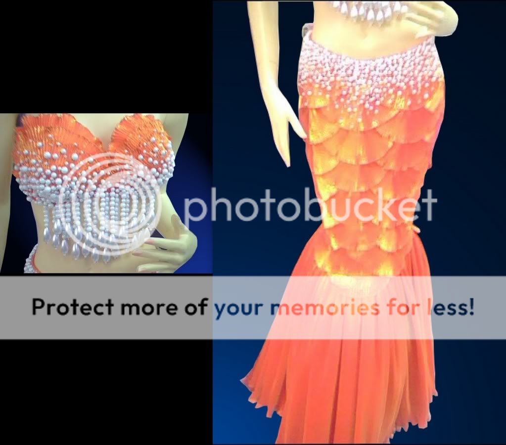 Custom Orange Drag Queen Pageant Pearl Mermaid Dress Gown Shoegirl Cabaret Dance