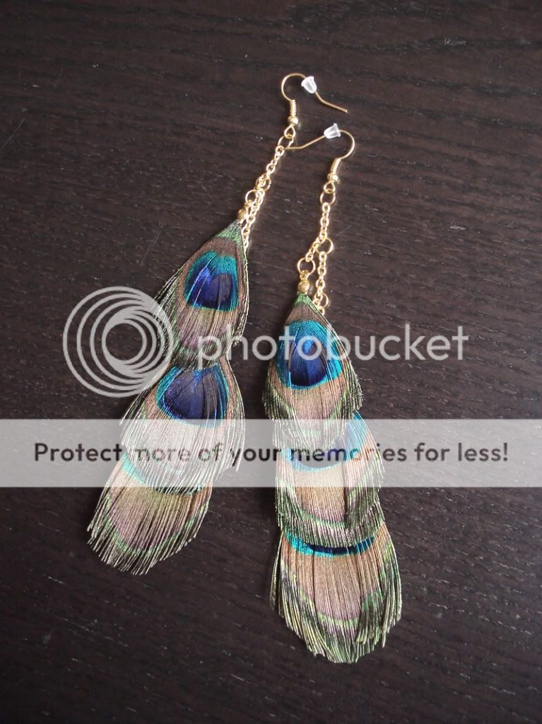 Urban Outfitters Peacock Feather Duster Earrings New