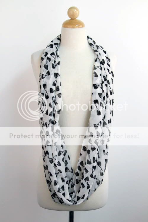 Urban Outfitters French Bow White Black Sweet Infinity Scarf New