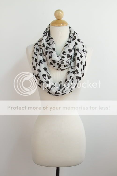 Urban Outfitters French Bow White Black Sweet Infinity Scarf New